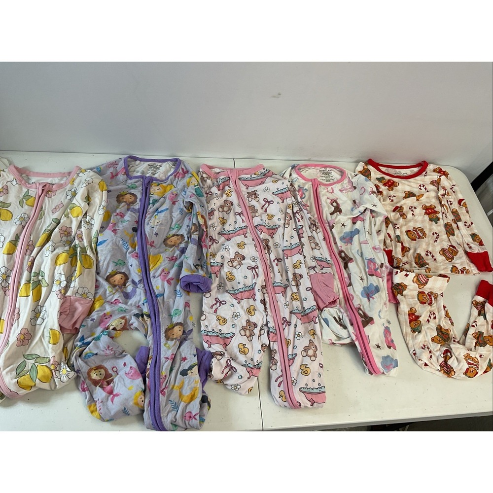 Baby Girl Bamboo zippy sleeper 5PC LOT mermaids floral, Caden Lane 18-24mos zip